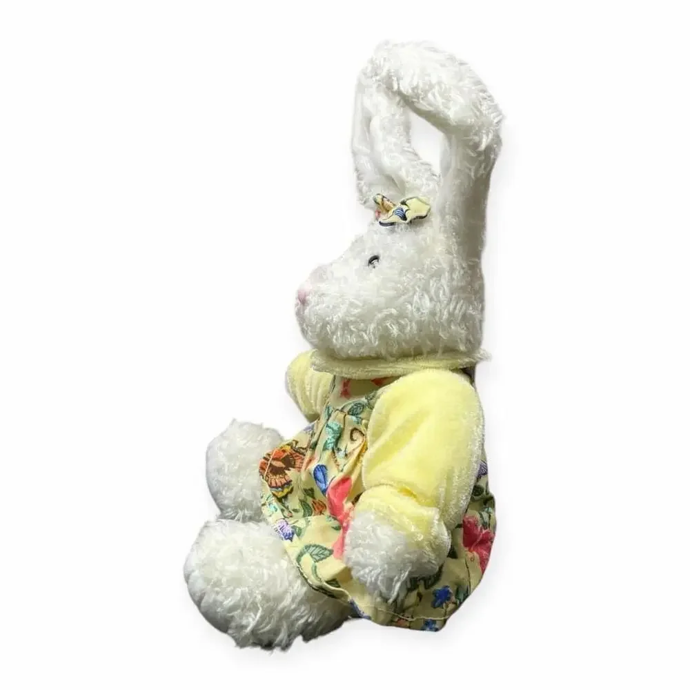 Vtg Chrisha Playful Bunny Rabbit Plush 1997 Yellow Floral Dress Stuffed Animal